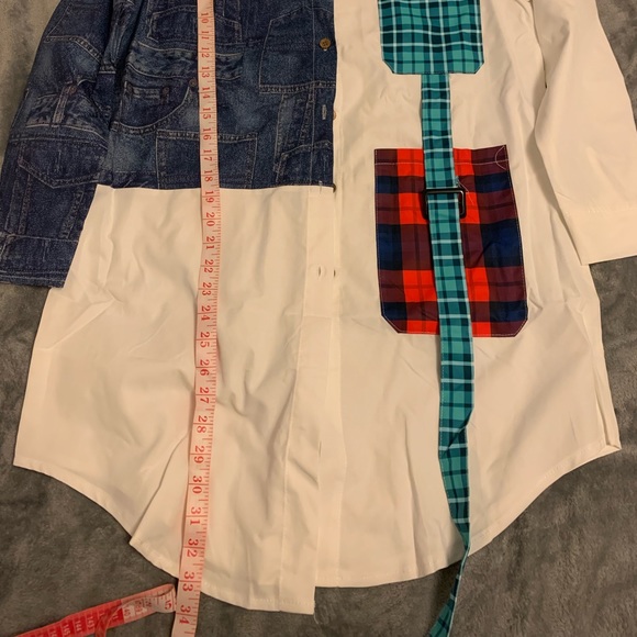 Jurllyshe Fashion Color Matching Lapel Button Plaid Printed Shirt Dress - Picture 5 of 7